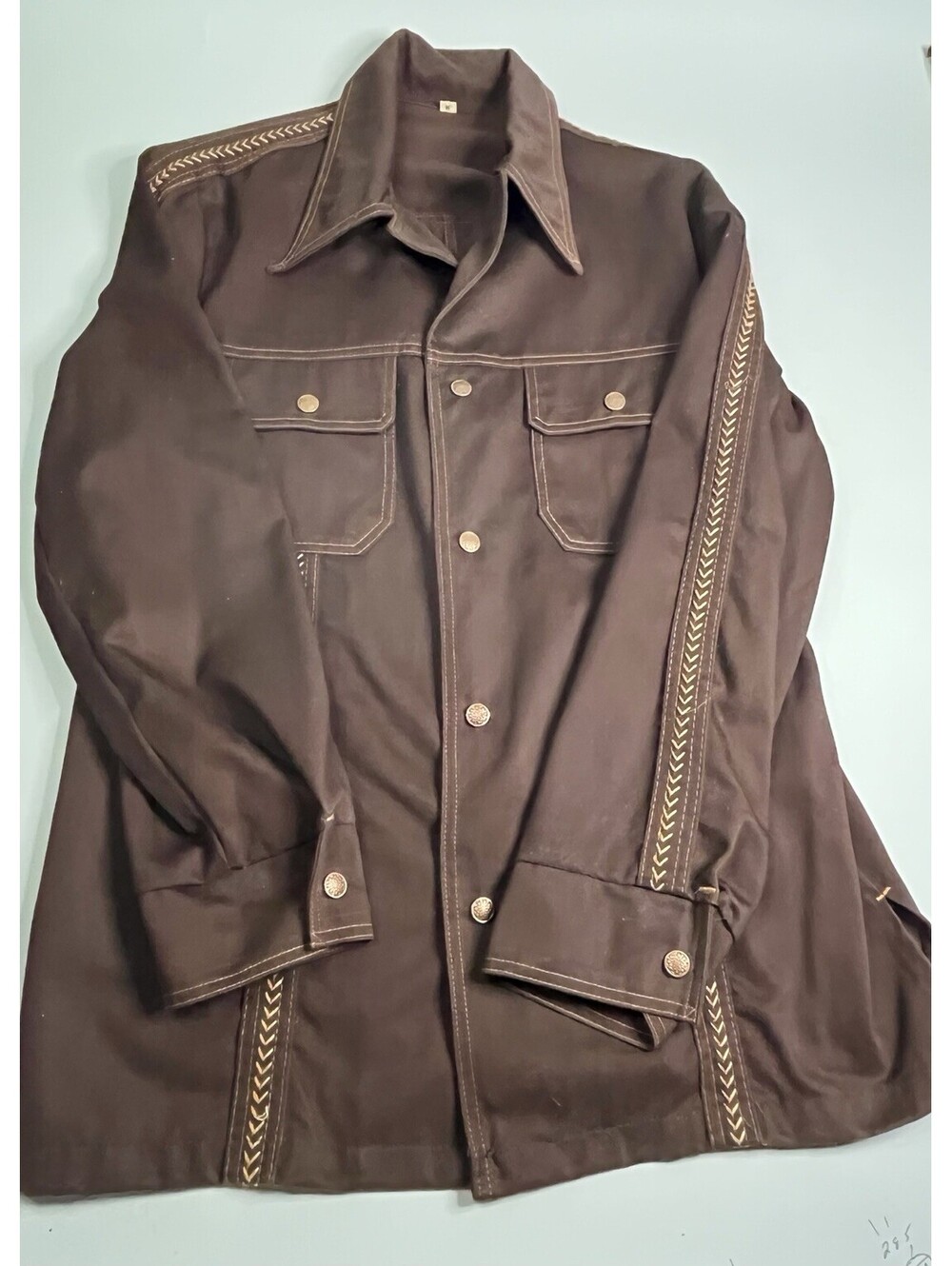 Rockabilly Hippie Denim Brown Herringbone Rocker Jacket \